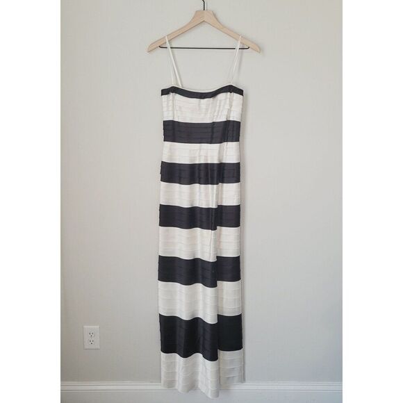 BCBGMAXAZRIA Strapless Tiered Dress in Black & White Size 2 - Picture 7 of 11